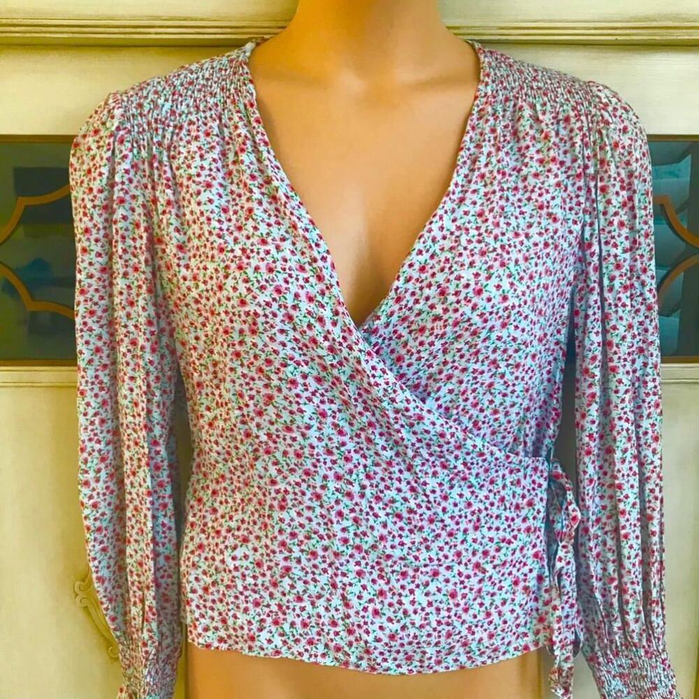 NWT Zara Floral True Wrap Blouse | Size Small